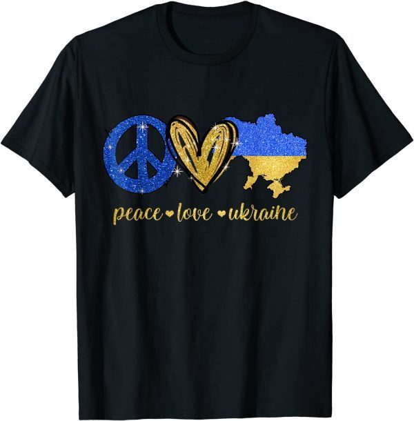 Peace, Love, Ukraine Ukrainian Flag I stand with Ukraine Classic Shirt