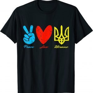 Peace, Love, Ukraine Ukrainian Flag I stand with Ukraine Tee Shirt