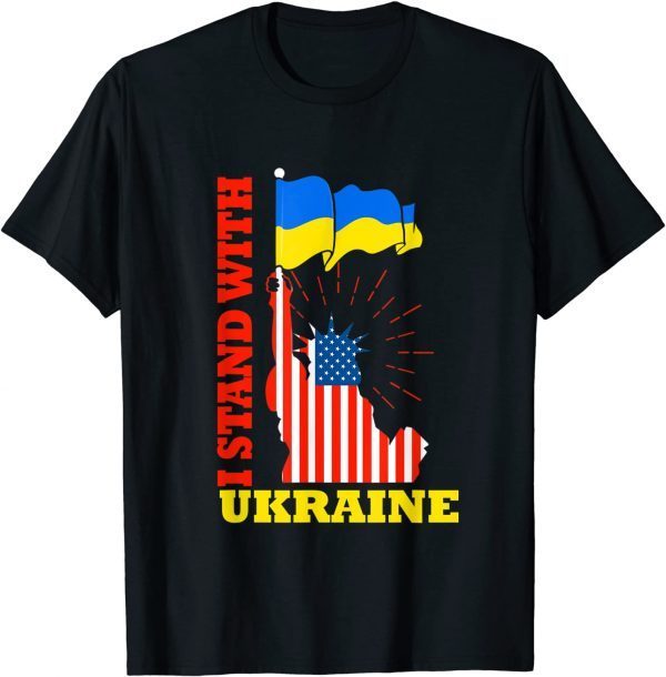 Proud Ukrainian American Flag I Stand With Ukraine Support Tee Shirt