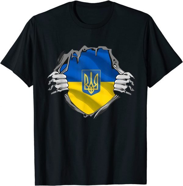 Super Ukrainian Heritage Proud I Stand With Ukraine Flag T-Shirt