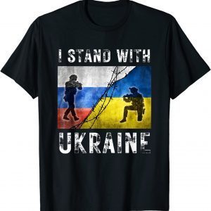 Support I Stand With Ukraine American Ukrainian Flag Classic Shirt