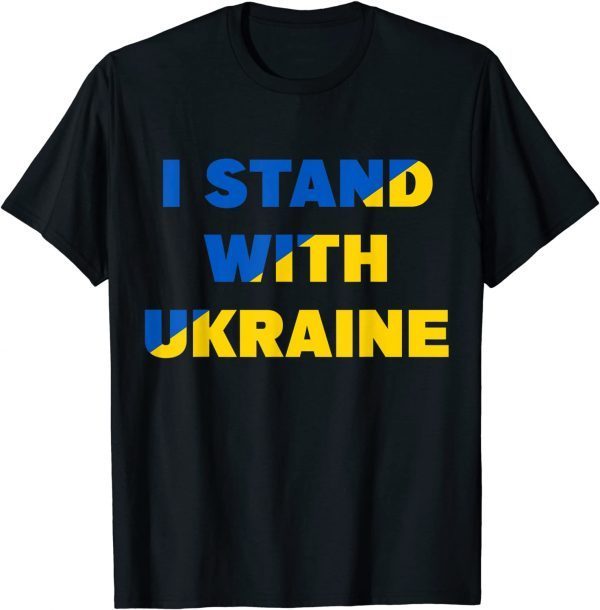 Support Ukraine I Stand With Ukraine Ukrainian American Flag Tee Shirt