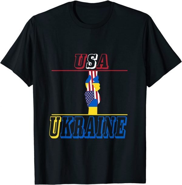 USA Stand With Ukraine American Flag Ukraine Flag Tee Shirt