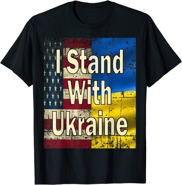 vintage Ukrainian Lover, I Stand With Ukraine Cool Us Flag 2022 Shirt