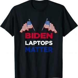 Classic Biden Laptops Matter Cool USA Flag Anti Joe Biden Shirt