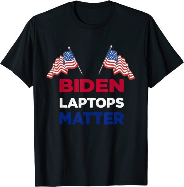 Classic Biden Laptops Matter Cool USA Flag Anti Joe Biden Shirt