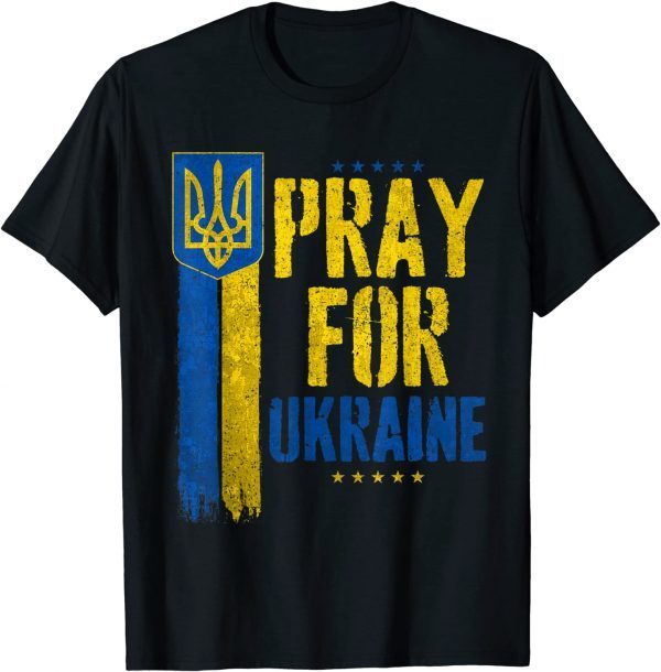 Pray For Ukraine Vintage US Ukraine Flag Support Ukrainian,No War 2022 T-Shirt