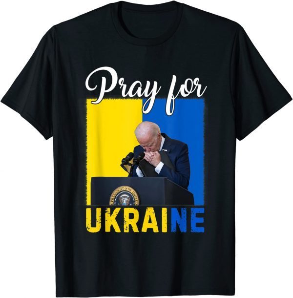 Biden Pray For Ukraine Funny With Face Official Tee Shirts
