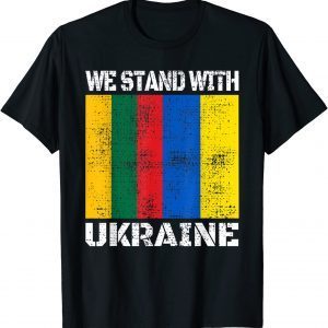 2022 Stop Russian ,Support Ukrainian Lithuania We Stand With Ukraine Flag T-Shirt