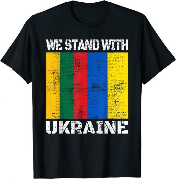 2022 Stop Russian ,Support Ukrainian Lithuania We Stand With Ukraine Flag T-Shirt