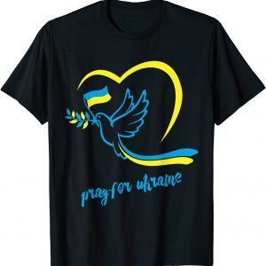 Official Pray For Ukraine Peace Dove Pigeon Love Flag Heart T-Shirt