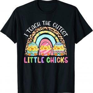 Classic Leopard Rainbow I Teach The Cutest Chicks Teacher Easter Shirts