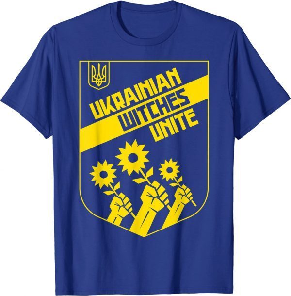 T-Shirt Ukraine Shield Sunflower Ukrainian Witches Unite with Symbol