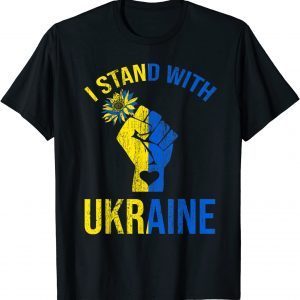 2022 I Stand With Ukraine Support Ukraine Sunflower Ukraine Flag T-Shirt