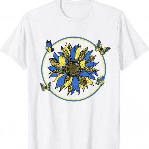 2022 Ukraine Flag Sunflower Butterflies T-Shirt