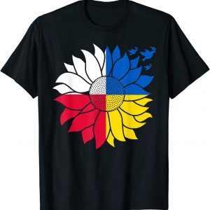 T-Shirt Polish Support for Ukraine Sunflower Peace Ukrainian Flag
