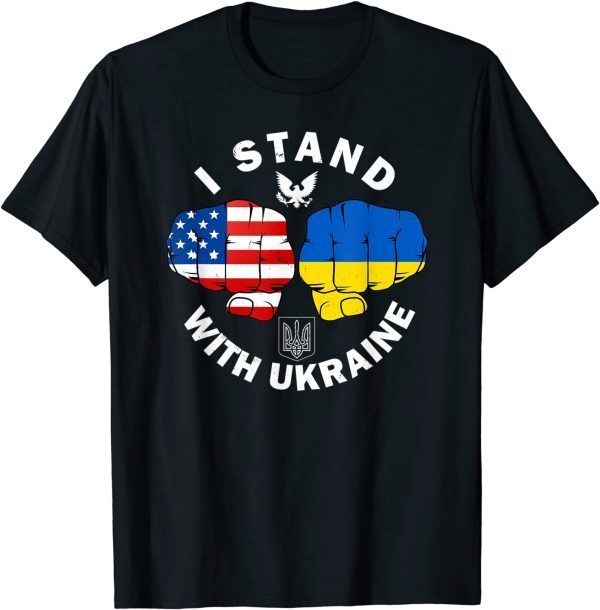 Support Ukrainian American USA Flag I stand with ukraine Ukraine Strong, Peace Ukraine T-Shirt