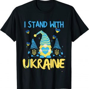 2022 Gnome Support Ukraine I Stand With Ukraine Ukrainian Flag Tee Shirts