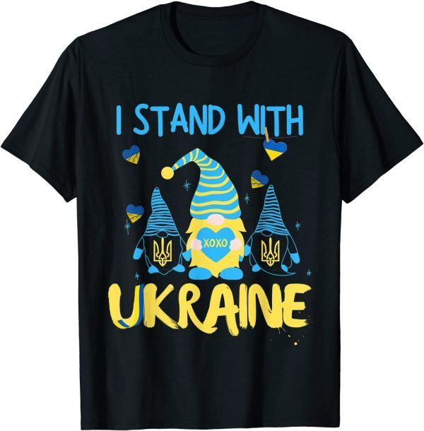 2022 Gnome Support Ukraine I Stand With Ukraine Ukrainian Flag Tee Shirts