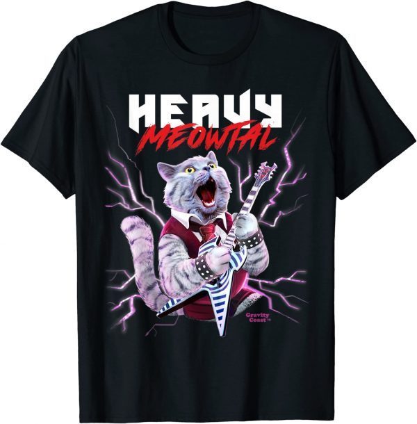 Heavy Meowtal Cat Playing Metal Guitar Shirt