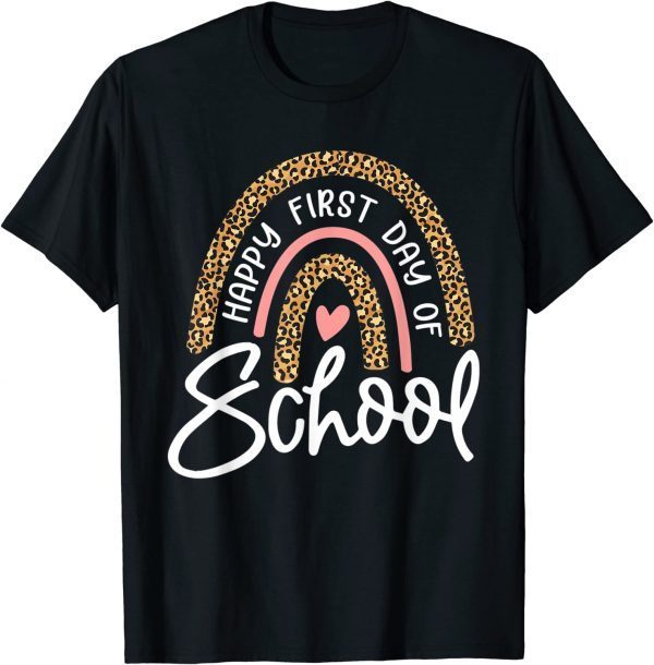 Happy First Day of School Leopard Rainbow Back To School T-Shirt