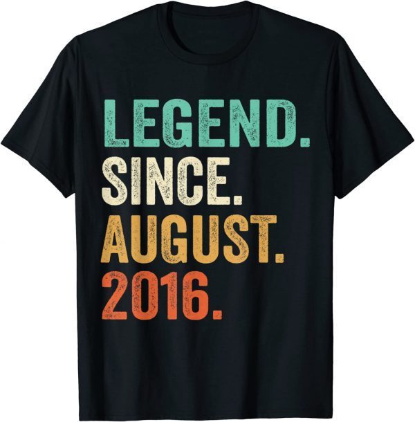 Legend Since August 2016 6th Birthday 6 Years Old Boy Kid T-Shirt