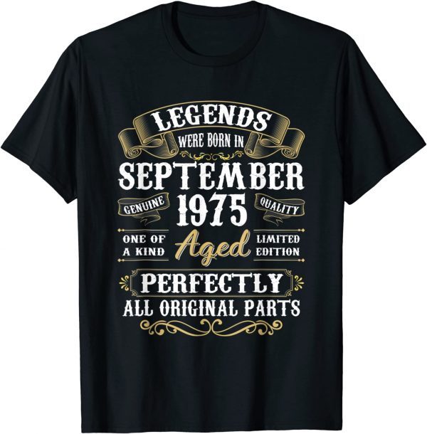 Vintage September 1975 47th Birthday Gift 47 Year Old T-Shirt