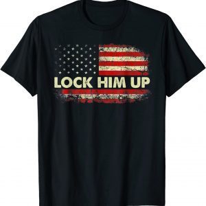 Anti Trump, Lock Him Up American Flag T-Shirt