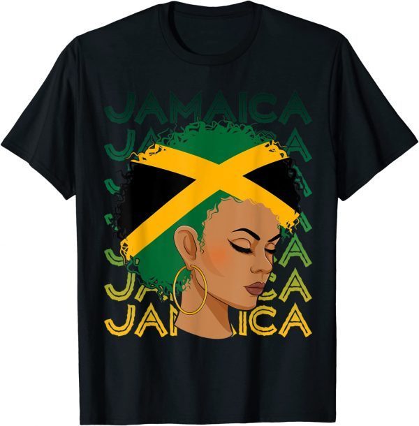 Jamaican Black Girls Jamaica Flag Hair Womens Woman Tee Shirt