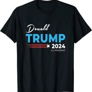 Official Trump 2024 Funny Republican Ticket Save America USA Flag T-Shirt