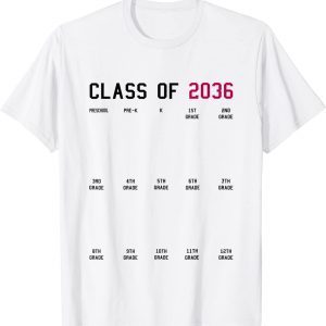 Class of 2036 Graduation First Day of School Grow With Me Funny T-Shirt