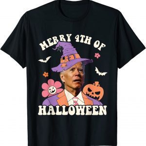 Merry 4th Of Halloween Confused Joe Biden Witch Hat Groovy Shirts