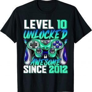 Level 10 Unlocked Awesome Since 2012 10th Birthday Gaming T-Shirt