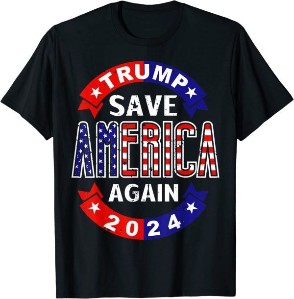 Trump Save America Again American US Flag Trump 2024 Classic T-Shirt