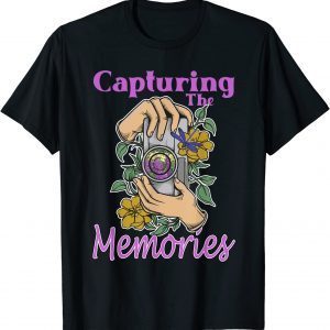 Official Capture The Memories Photography Camera Flowers & Dragonfly T-Shirt