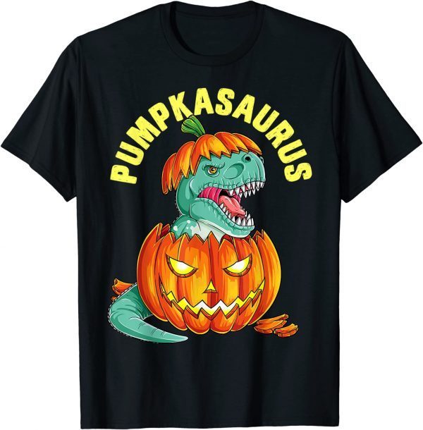 Funny Halloween Boys Men Pumpkasaurus Dinosaur Pumpkin T-Shirt