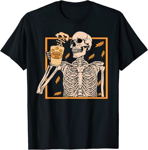 Halloween Skeleton Pumpkin Spice Latte Syrup Creamer T-Shirt