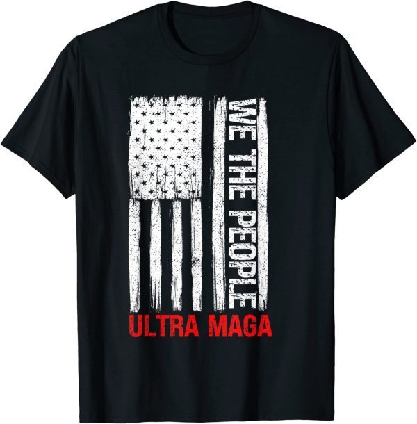 Ultra Maga Appar Funny Anti Biden US Flag Pro Trump T-Shirt