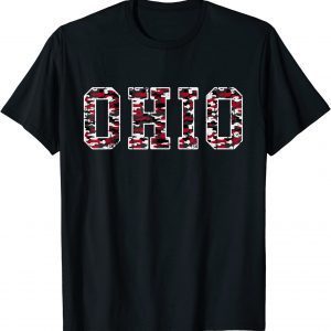 State of Ohio Ohioan Trendy Distressed Camo Graphic Font Funny Shirts