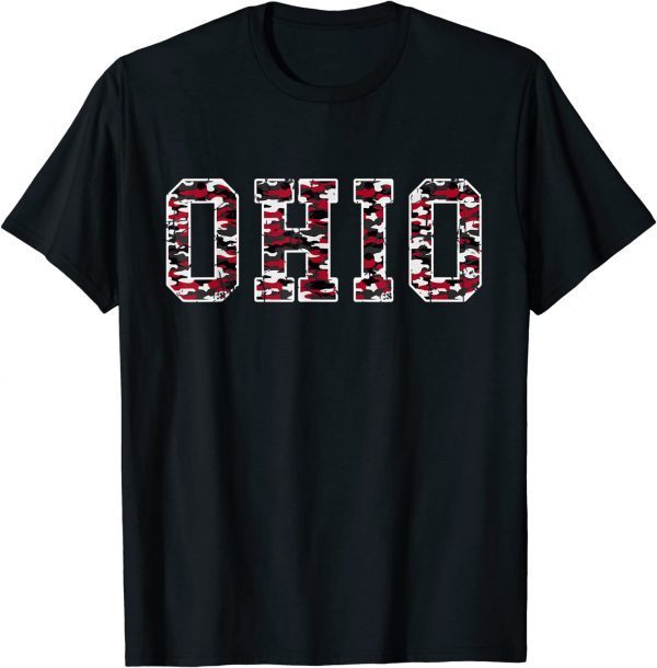 State of Ohio Ohioan Trendy Distressed Camo Graphic Font Funny Shirts