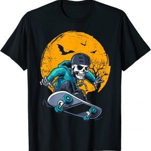 A Skeleton Skateboard Playing Cruiser Skateboard Pumpkins Classic T-Shirt