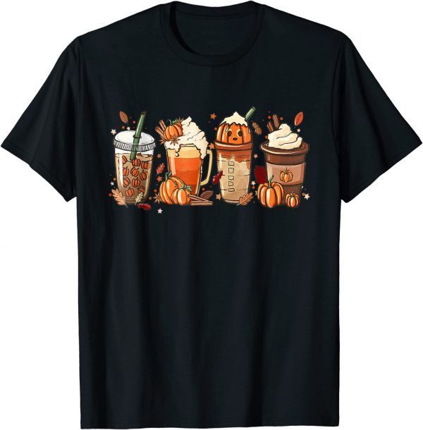 Pumpkin Spice Coffee Latte Fall Autumn Season Hello Fall Shirt