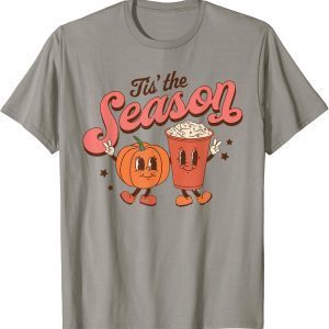 Tis The Season Vintage Retro Style Pumpkin Autumn Fall Latte Gift T-Shirt