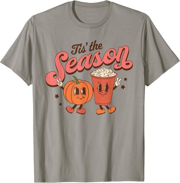 Tis The Season Vintage Retro Style Pumpkin Autumn Fall Latte Gift T-Shirt