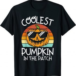 Funny Coolest Pumpkin In The Patch Toddler Boys Halloween Kids T-Shirts