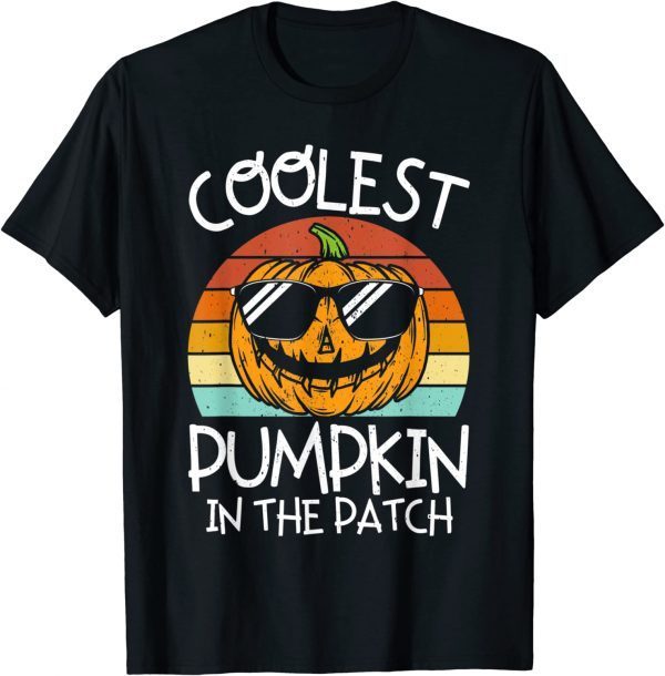 Funny Coolest Pumpkin In The Patch Toddler Boys Halloween Kids T-Shirts
