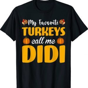 My Favorite Turkeys Call Me Didi Thanksgiving Pumpkin Funny T-Shirt