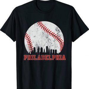 Philadelphia Baseball Skyline Retro Philly Cityscap T-Shirt