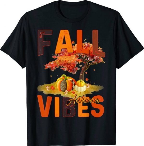 Fall Vibes Retro Pumpkin Spice Autumn Coffee Thanksgiving Gift T-Shirt