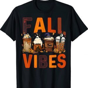 Fall Vibes Retro Pumpkin Spice Autumn Coffee Thanksgiving Shirts
